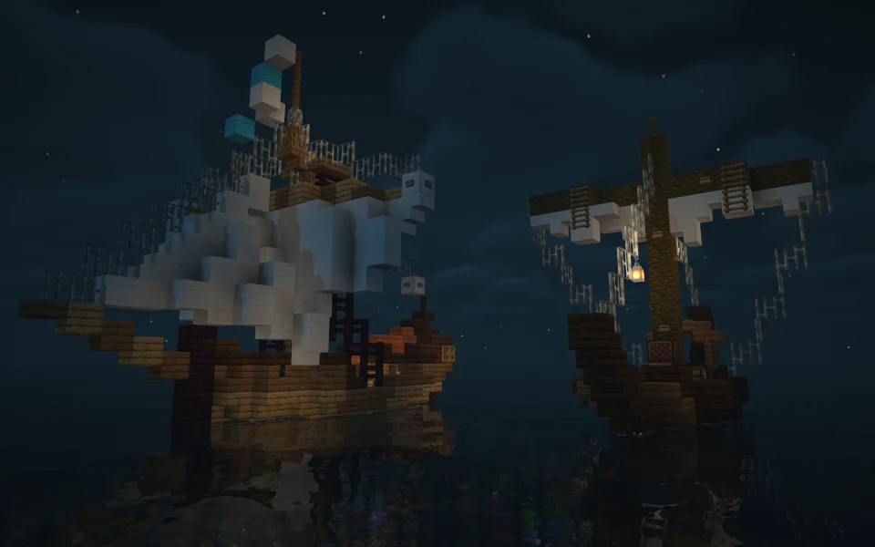 Ночные корабли на воде в мире CUBOMetre