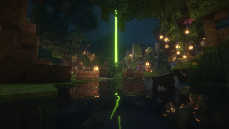 Ночной спавн с маяком и фонарями на сервере CUBOMetre